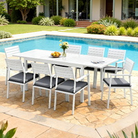 Gardeon 9 Piece Outdoor Dining Set Extendable Aluminium White