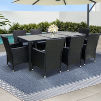 Gardeon 9 Piece Outdoor Lounge Setting Wicker Black