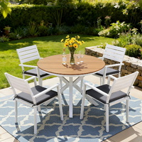 Gardeon 5 Piece Outdoor Dining Set Aluminium WPC Tabletop White