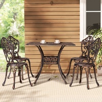 Gardeon 5 Piece Cast Aluminium Outdoor Dining Set Brown