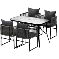 Gardeon 5 Piece Outdoor Dining Set Rope Patio Furniture Black