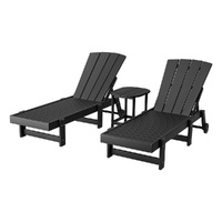Gardeon Sun Lounge Adirondack Chair HDPE with Wheels Black