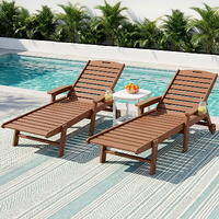 Gardeon Sun Lounge Beach Chair HDPE with Wheels Brown
