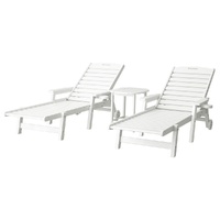 Gardeon Sun Lounge Beach Chair HDPE with Wheels White