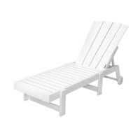 Gardeon Sun Lounge Adirondack Beach Chair HDPE with Wheels White