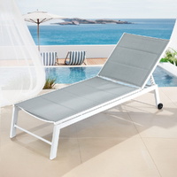 Gardeon Sun Lounger Chaise Lounge with Wheels White