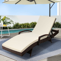 Gardeon Wicker Sun Lounge Outdoor Beach Chair Brown