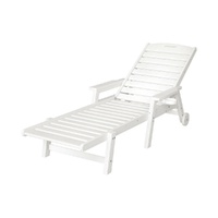 Gardeon Sun Lounge Beach Chair HDPE Wheels White Outdoor Furniture