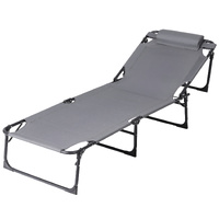 Gardeon Folding Sun Lounger Beach Chair Grey Outdoor Patio Furniture