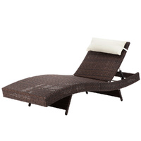 Gardeon Sun Lounge Wicker Lounger Adjustable Brown Outdoor Furniture