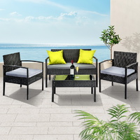 Gardeon Outdoor Sofa Set Wicker Lounge Table Chairs Patio