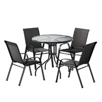 Gardeon Outdoor Dining Set Bistro Table and Chairs Black Patio