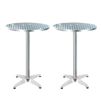 Gardeon Set of 2 Outdoor Bar Tables Round Aluminium 70/110cm