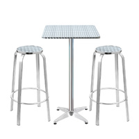 Gardeon 3-Piece Outdoor Bistro Bar Set Square Table & Stools