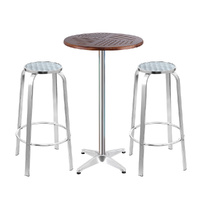 Gardeon 3-Piece Wooden Outdoor Bistro Bar Set Table & Stools