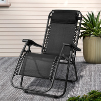 Gardeon Zero Gravity Folding Recliner Chair Black Outdoor