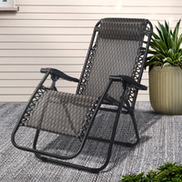 Gardeon Zero Gravity Folding Recliner Chair Grey Outdoor