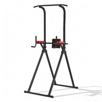 Everfit Chin Up Tower Pull Up Dip Station Folding Black Home Gym