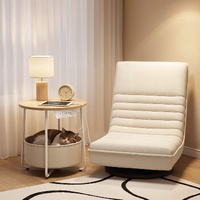 Artiss Floor Lounge & Round Coffee Table Side End Table with Charging Station Set