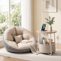 Artiss Floor Lounge and Coffee Table w/ Charging Station Set