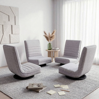 Artiss Swivel Floor Chair 4 Pack 360° Adjustable Foldable Grey
