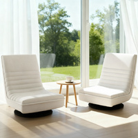 Artiss Floor Lounge Chair 2 Pack Swivel Foldable Linen White