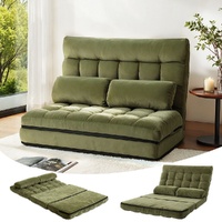 Artiss Floor Lounge Sofa Bed 2 Seater Green Fabric