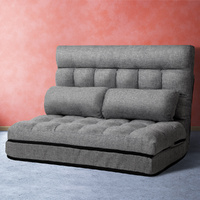 Artiss Floor Lounge Sofa Bed 2 Seater Grey Fabric