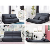 Artiss Floor Lounge Sofa Bed 2 Seater Charcoal Suede