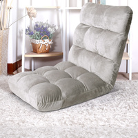 Artiss Floor Lounge Sofa Bed Flannel Fabric Grey