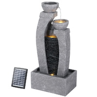 Gardeon Solar 3-Tier Mushroom Cascading Fountain Grey