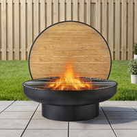 Grillz Fire Pit Table with Lid Deep Bowl Wood Burning BBQ Grill