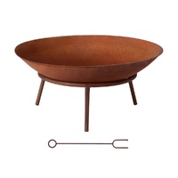 Grillz 56cm Fire Pit Iron Rustic Bowl Outdoor Fireplace