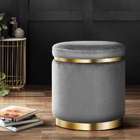 Artiss Round Velvet Ottoman Footstool Charcoal