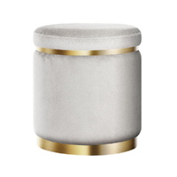 Artiss Round Velvet Ottoman Footstool Grey