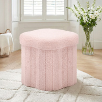 Artiss Foldable Storage Ottoman Footstool Pink