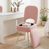 Artiss Storage Ottoman Vanity Stool with Back Pink