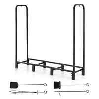Gardeon 120cm Firewood Rack Storage with Tools Black