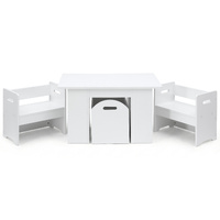 Keezi 3PCS Kids Table and Chairs Set Storage Toys Play Activity Desk