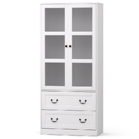 Artiss 180cm White Buffet Sideboard with Glass Door Storage
