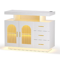 Artiss White Buffet Sideboard with LED Glass Door Storage