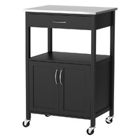 Artiss 60cm Black Kitchen Island Trolley with Storage Drawer