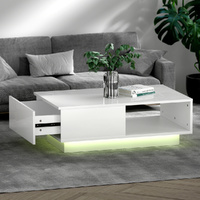 Artiss LED Coffee Table White