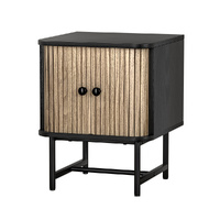 Artiss BORIS Bedside Table Sliding Doors Black