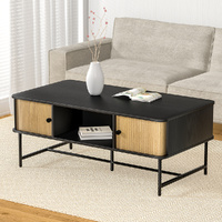 Artiss Coffee Table Sliding Drawer Black - Boris