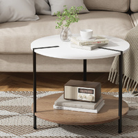 Artiss Round Coffee Table Side Table White - Cedric