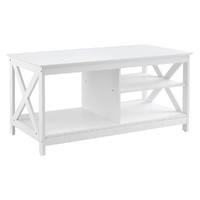 Artiss Coffee Table with Storage Shelf White