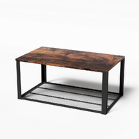 Artiss 2-Tier Coffee Table 104CM Rustic Brown