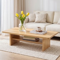 Artiss Coffee Table 110cm Center Table with 2-Tier Open Storage Shelf Wood