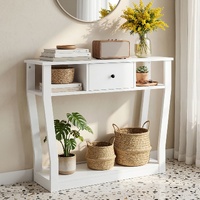 Artiss Console Table Entryway Hallway Sofa Side Table Drawer Shelf 100CM White